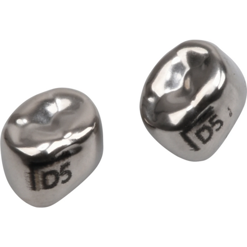 Rustfrie stålkroner 5 stk. D-LL-5, for melkemolarer