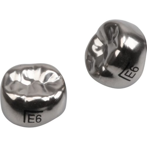 Rustfrie stålkroner 5 stk. E-LL-6, til melkemolarer