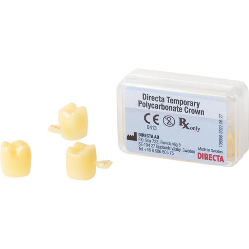 Directa midlertidige Polykarbonatkroner 3 stk L9L transparente, for molar
