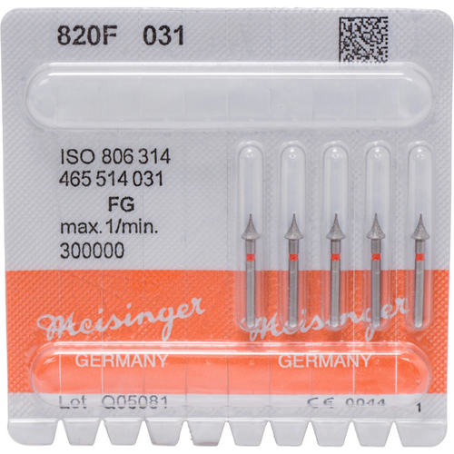 Diamant 820 5 stk. rød fin, FG, figur 465 interdental, 4 mm, ISO 031