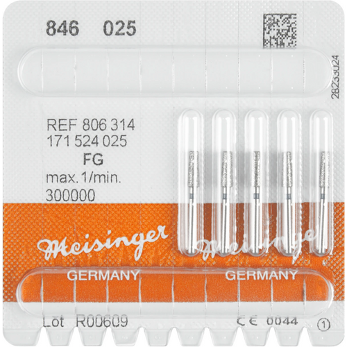 Diamant 846 5 stk. blå medium, FG, figur 171 konisk skarp kant, 7 mm, ISO 025