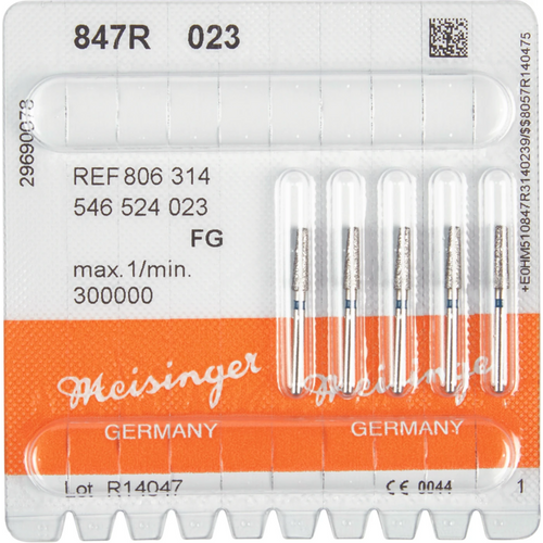 Diamant 847 5 stk blå, medium, FG, figur 546 avrundet kjegleform, 8 mm, ISO 023