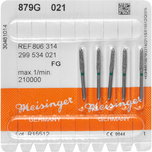 Diamant 879 5 stk. grønn grov, FG, figur 299 konisk torpedo, 10 mm, ISO 021