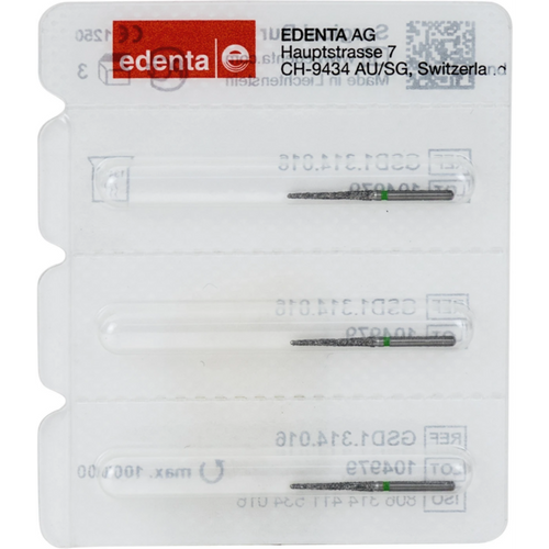 Osteotome GSD1 3 stk. grønne grove, FG, fasong 411, 12 mm, ISO 016