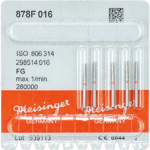Diamant 878 5 stk. rød fin, FG, fasong 298 Torpedo, 8 mm, ISO 016