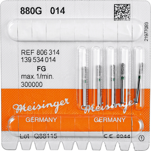 Diamant 880 5 stk grønn grov, FG, figur 139 Sylinder avrundet, 5 mm, ISO 014