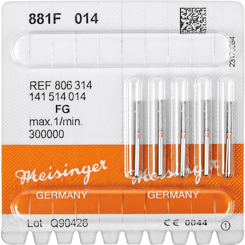 Diamant 881 5 stk. rød fin, FG, figur 141 sylinder rund, 8 mm, ISO 014