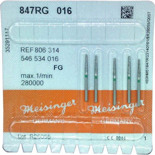 Diamant 847 5 stk. grønn grov, FG, figur 546 konisk avrundet kant, 8 mm, ISO 016