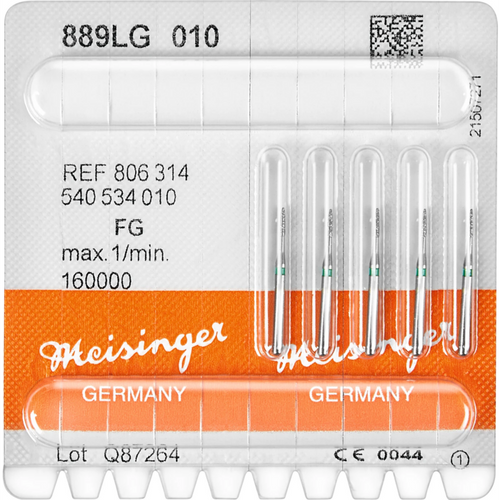 Diamant 889 5 stk. grønn grov, FG, fasong 540 lang, flamme, 4 mm, ISO 010