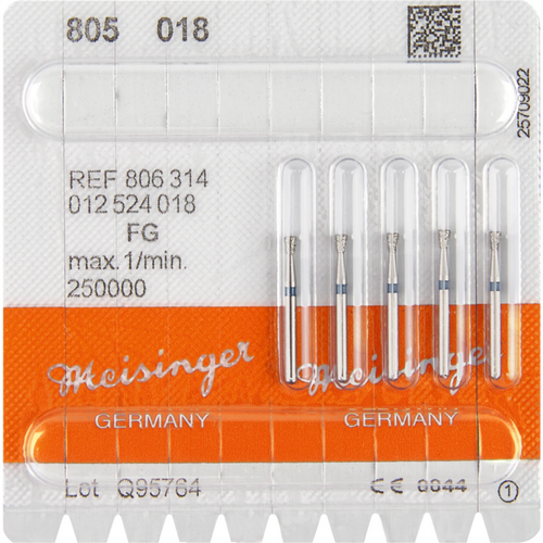 Diamant 805 5 blå medium, FG, Fig. 012 invertert konus, skarp kant, 2,3 mm, ISO 018