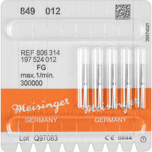 Diamant 849 5 stk blå medium, FG, figur 197 rund kjegle, 6 mm, ISO 012