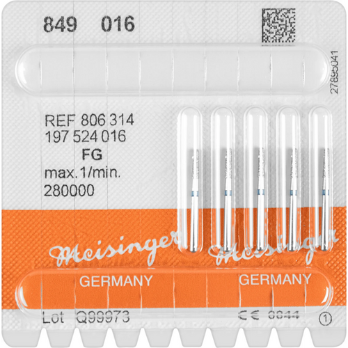 Diamant 849 5 stk blå medium, FG, figur 197 rund konus, 6 mm, ISO 016