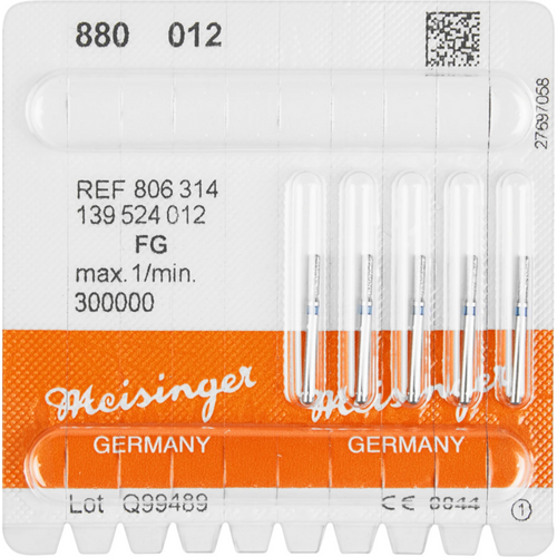 Diamant 880 5 stk. blå medium, FG, figur 139 sylinder avrundet, 5 mm, ISO 012