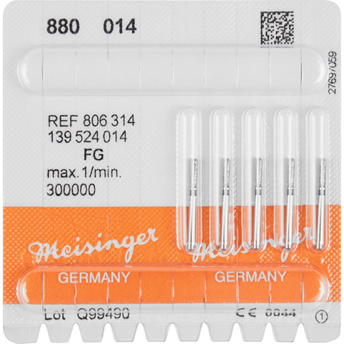 Diamant 880 5 stk. blå medium, FG, figur 139 Sylinder avrundet, 5 mm, ISO 014