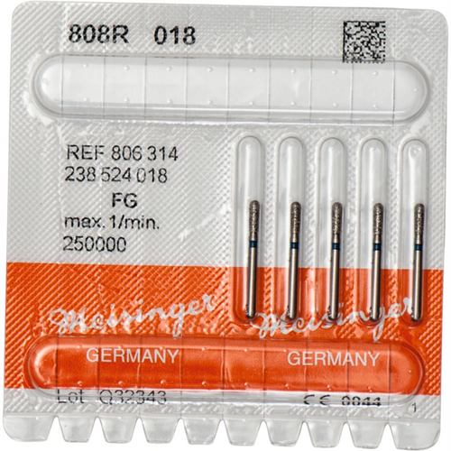 Diamant 808 5 stk. blå medium, FG, figur 238 pære rund, 5 mm, ISO 018