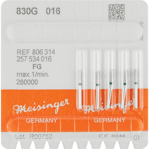 Diamant 830 5 stk grønn grov, FG, fasong 257 pære, 4,5 mm, ISO 016