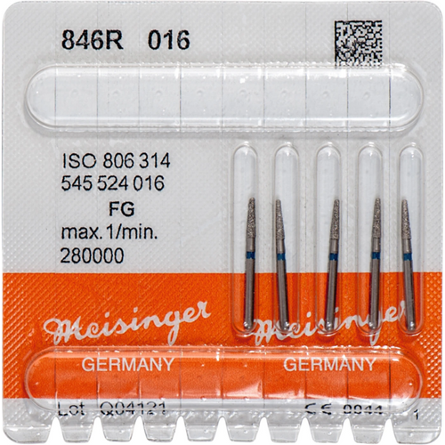 Diamant 846 5 stk blå medium, FG, figur 545, avrundet konisk kant, 6 mm, ISO 016