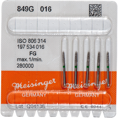 Diamant 849 5 stk grønn grov, FG, figur 197 rund kjegle, 6 mm, ISO 016