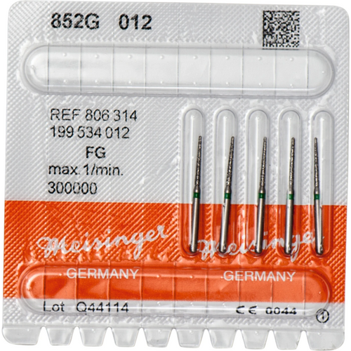 Diamant 852 5 stk grønn grov, FG, figur 199 rund konus, 10 mm, ISO 012