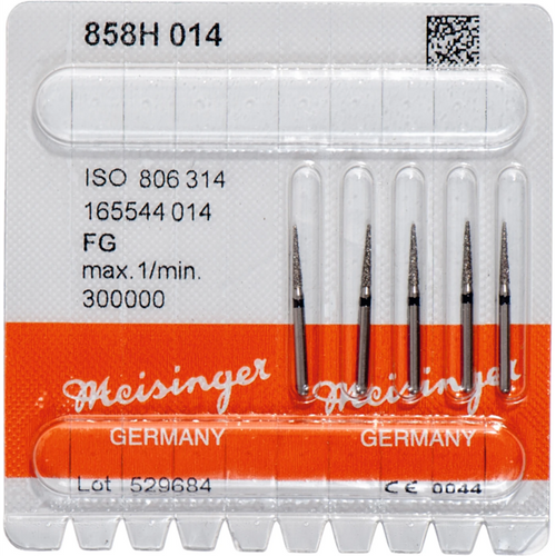 Diamant 858 5 stk. svart supergrov, FG, figur 165 kjegleformet spiss, nål, 8 mm, ISO 014