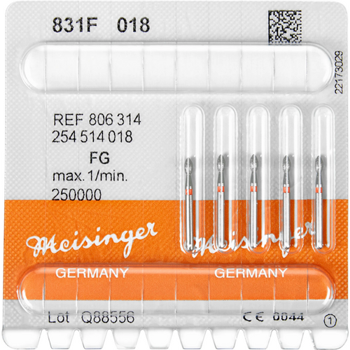 Diamant 831 5 stk rød fin, FG, figur 254 pære, 3,5 mm, ISO 018