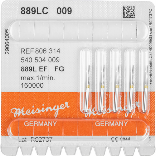 Diamant 889 5 stk. gul ekstra fin, FG, fasong 540 lang, flamme, 3,5 mm, ISO 009