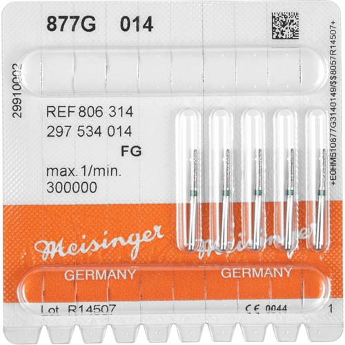 Diamant 877 5 stk grønn grov, FG, fasong 297 konisk torpedo, 6,5 mm, ISO 014