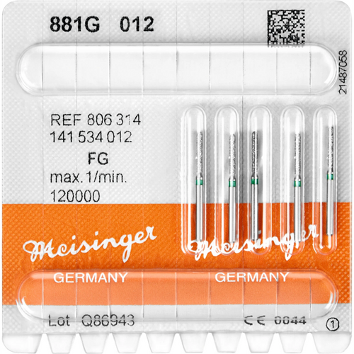 Diamant 881 5 stk grønn grov, FG, figur 141 sylinder avrundet, 8 mm, ISO 012