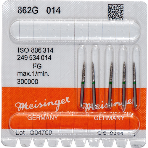 Diamant 862 5 stk grønn grov, FG, figur 249 flamme, 8 mm, ISO 014