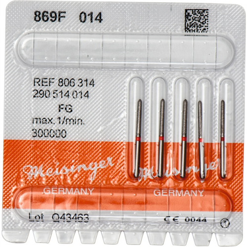 Diamant 869 5 stk. rød fin, FG, figur 290 Torpedo, 10 mm, ISO 014