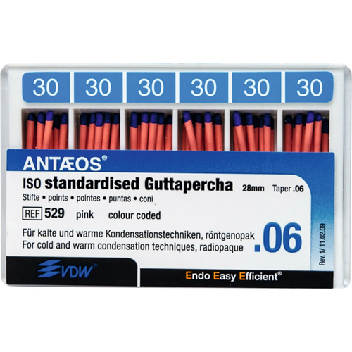 Guttapercha points 60 stk. rosa, Taper.06 ISO 030