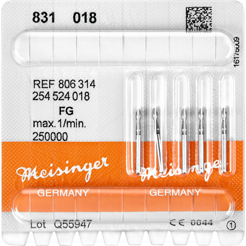 Diamant 831 5 stk. blå medium, FG, figur 254 pæreformet, 3,5 mm, ISO 018