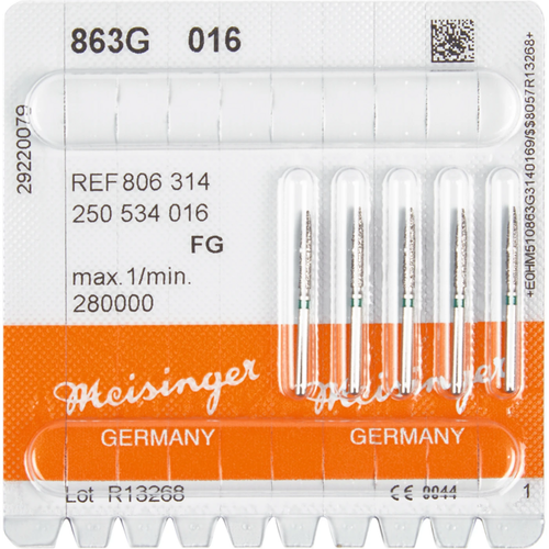 Diamant 863 5 stk grønn grov, FG, fasong 250 flamme, 10 mm, ISO 016 (806 314 250 534 016)