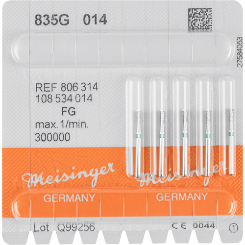 Diamant 835 5 stk. grønn grov, FG, figur 108 sylinder, 3,5 mm, ISO 014