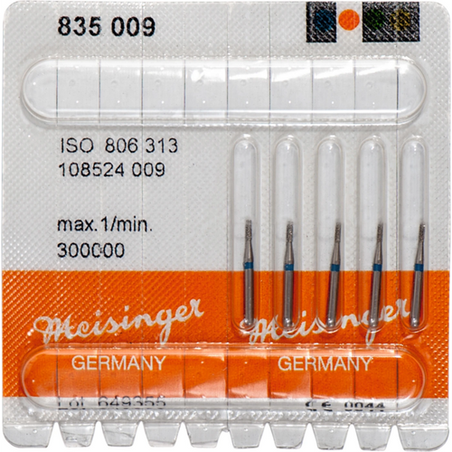 Diamant 835 5 stk blå medium, FG S, figur 108 sylinder, 3 mm, ISO 009