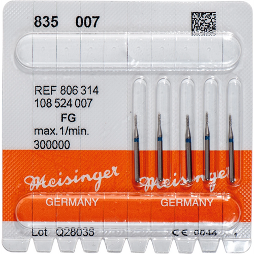 Diamant 835 5 stk. blå medium, FG, figur 108 sylinder, 3 mm, ISO 007