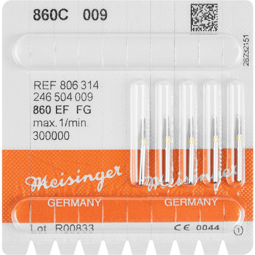 Diamant 860 5 stk. gul ekstra fin, FG, fasong 246 flamme, 3,5 mm, ISO 009