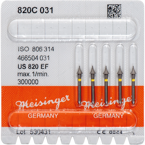 Diamant 820 5 stk. gul ekstra fin, FG, figur 465 interdental, 4 mm, ISO 031