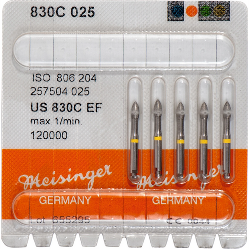 Diamant 830 5 stk. gul ekstra fin, RA, figur 257, 6 mm, ISO 025