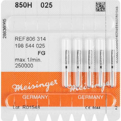 Diamant 850 5 stk. svart supergrov, FG, figur 198 rund kjegle, 8 mm ISO 025