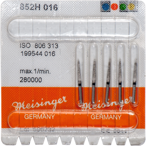 Diamant 852 5 stk svart supergrov, FG S, figur 199 rund kjegle, 10 mm, ISO 016