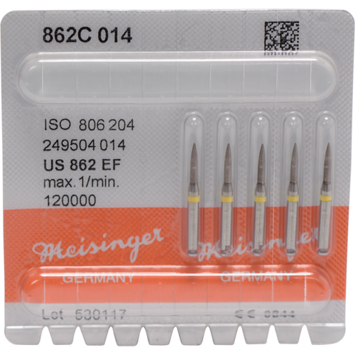 Diamant 862 5 stk. gul ekstra fin, RA, fasong 249 flamme, 8 mm, ISO 014
