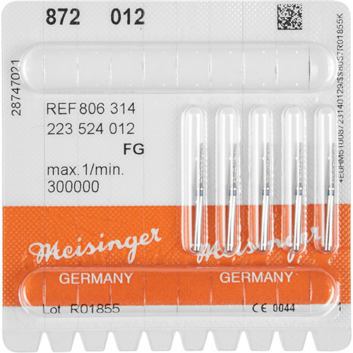 Diamant 872 5 stk blå medium, FG, figur 223 kjegleformet torpedo, 8 mm, ISO 012