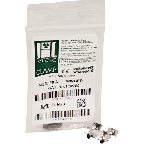 HYGENIC Dental Dam klammer stk. Vingeklammer Nedoverfallende alveolarkam, for små, delvis perforerte molarer, 8A