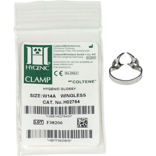 HYGENIC Dental Dam klammer stk. Klamme uten vinge, nedadgående alveolarkam, for store, delvis perforerte molarer, 14A