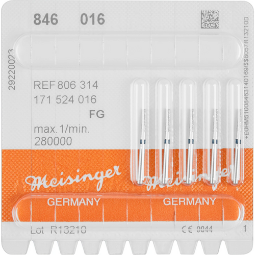 Diamant 846 5 stk blå medium, FG, figur 171 kjegle skarp kant, 6 mm, ISO 016