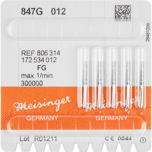 Diamant 847 5 stk grønn grov, FG, figur 172 kjegle skarp kant, 8 mm, ISO 012