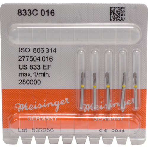 Diamant 833 5 stk gul ekstra fin, FG, figur 277 egg, 3,4 mm, ISO 016