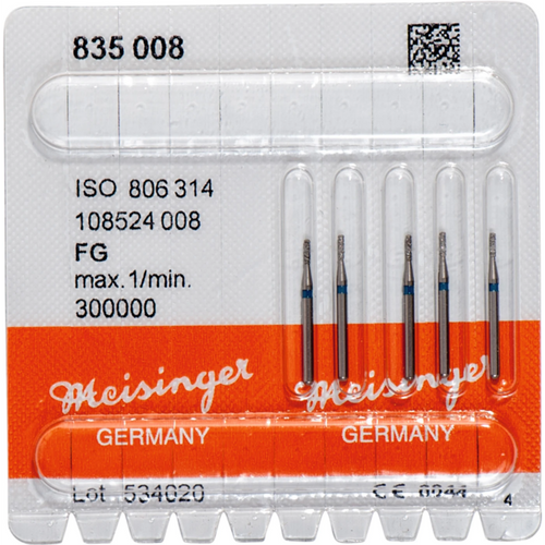Diamant 835 5 stk. blå medium, FG, figur 108 sylinder, 3 mm, ISO 008