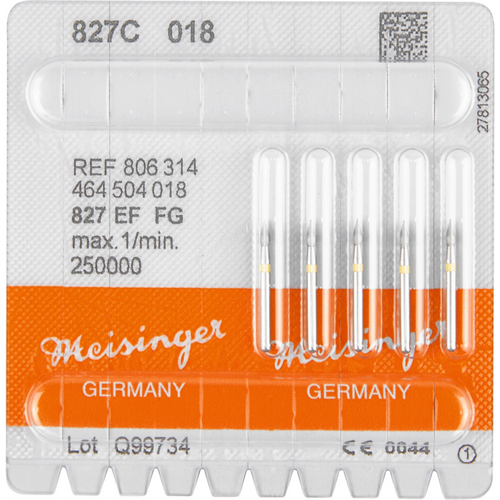 Diamant 827 5 stk gul ekstra fin, FG, figur 464 løk, 4 mm, ISO 018